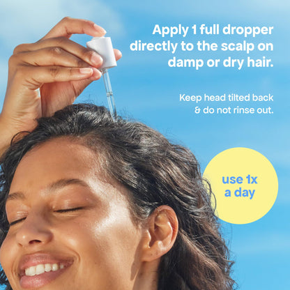 BondiBoost professional hair thinning solution showing the authentic liquid formula inside dropper