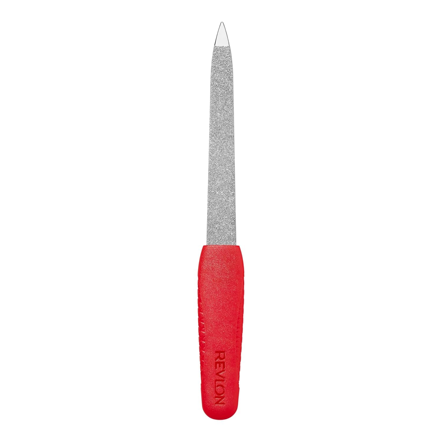 Close up of Revlon metal nail file textured surface