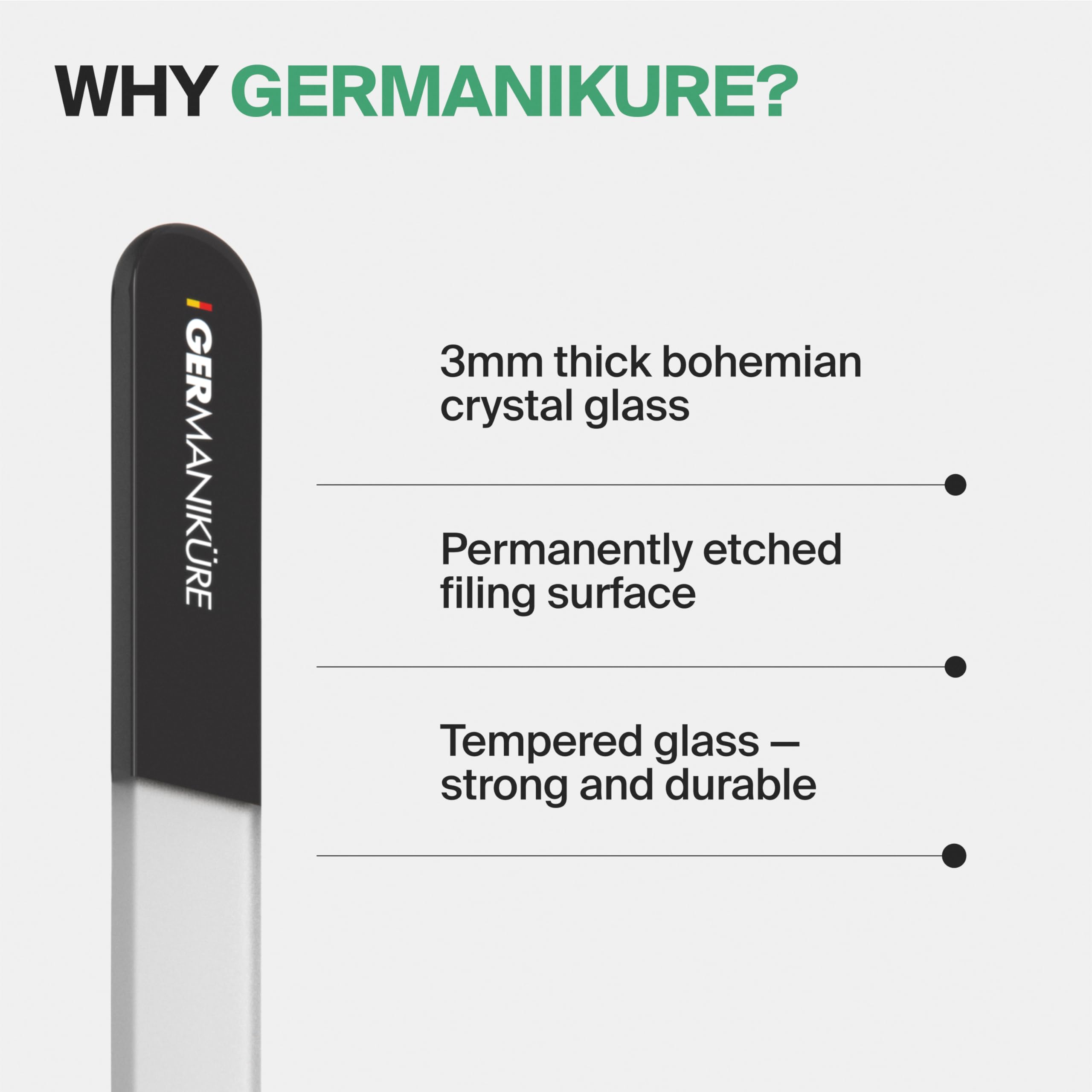 GERmanikure crystal glass nail file in protective suede leather case