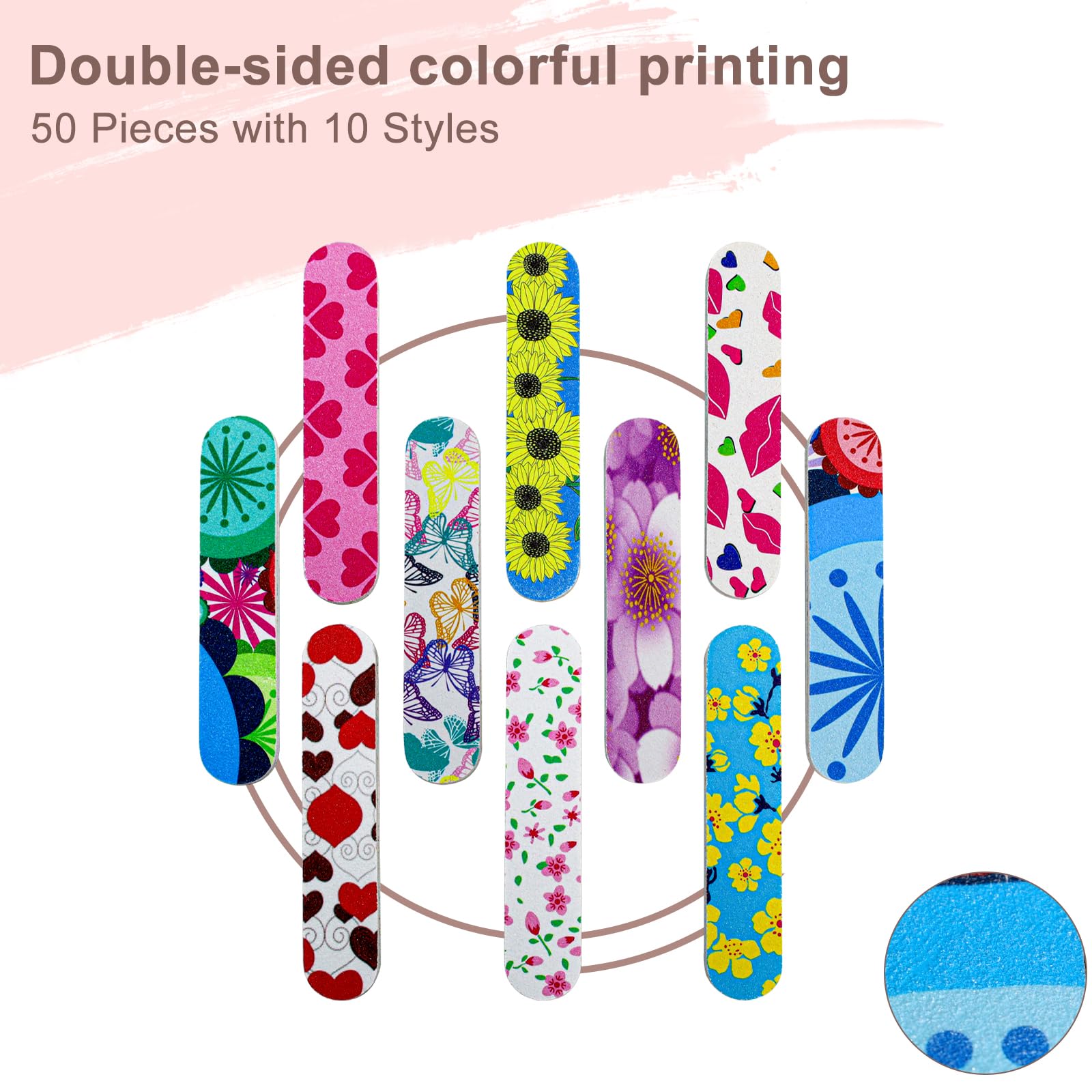 Assorted vibrant flowery designs of GigaGround nail file set