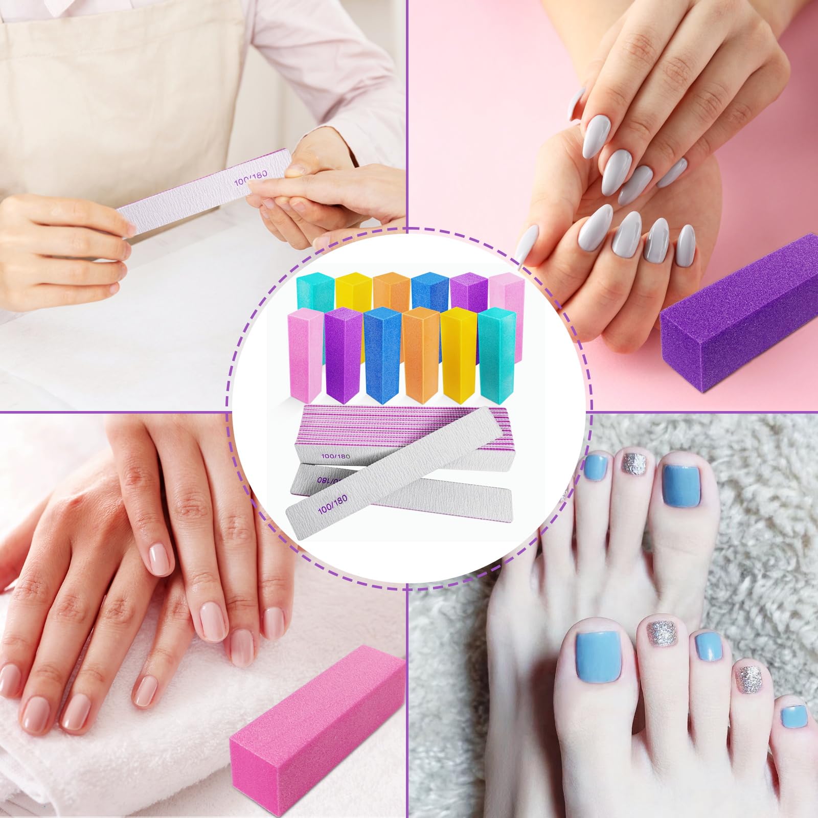 Set of colorful foam nail buffing blocks by Homeyera