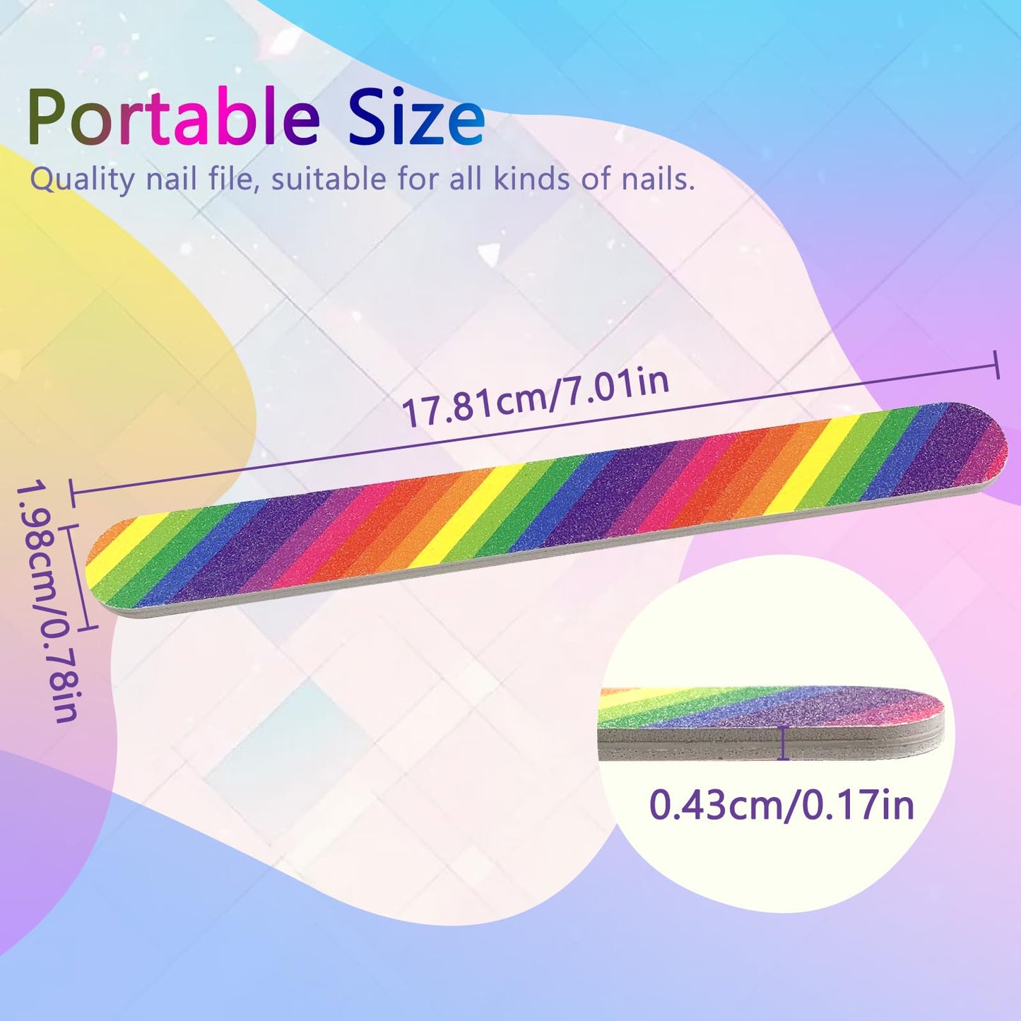 Close up of double sided 100 and 180 grit nail file texture