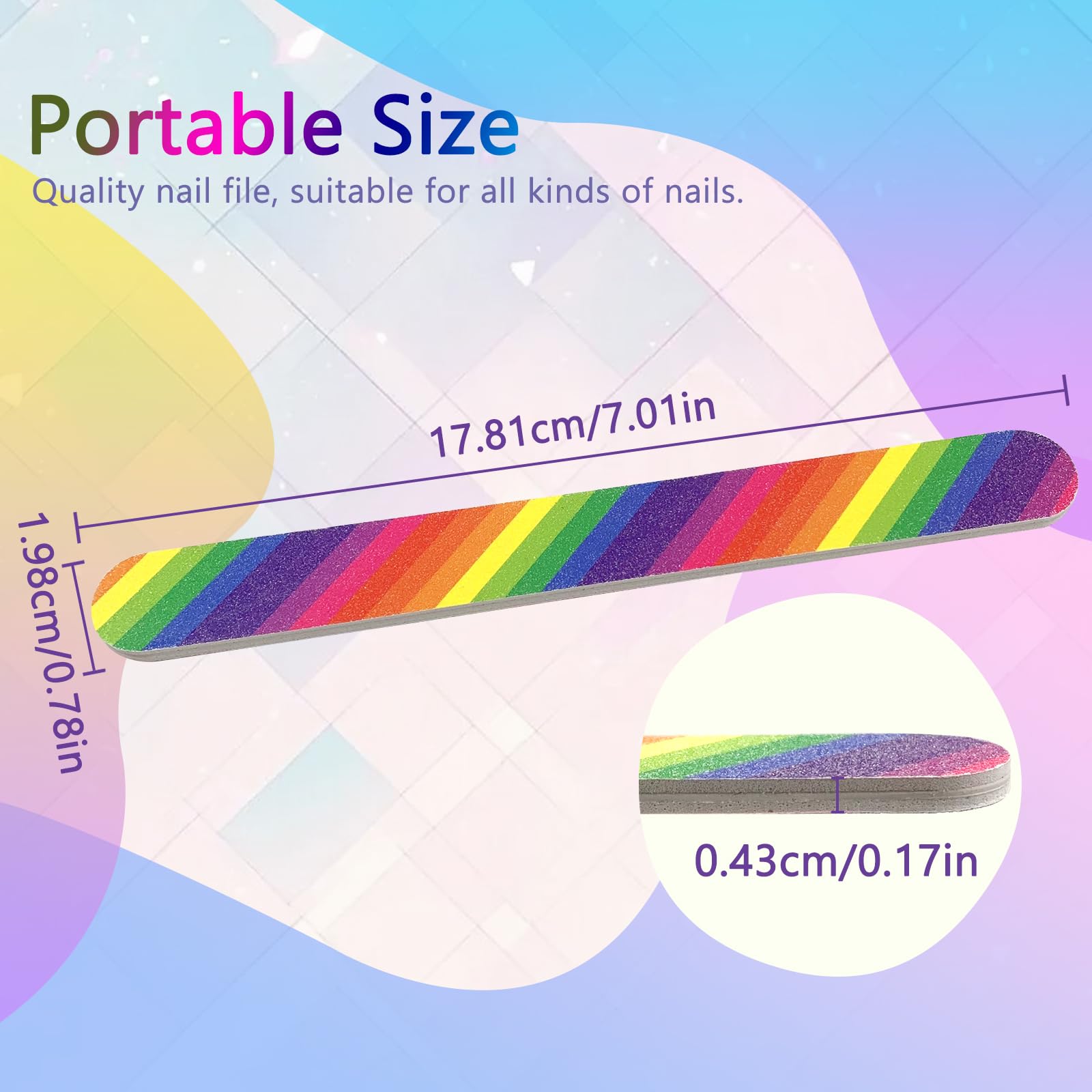 Close up of double sided 100 and 180 grit nail file texture
