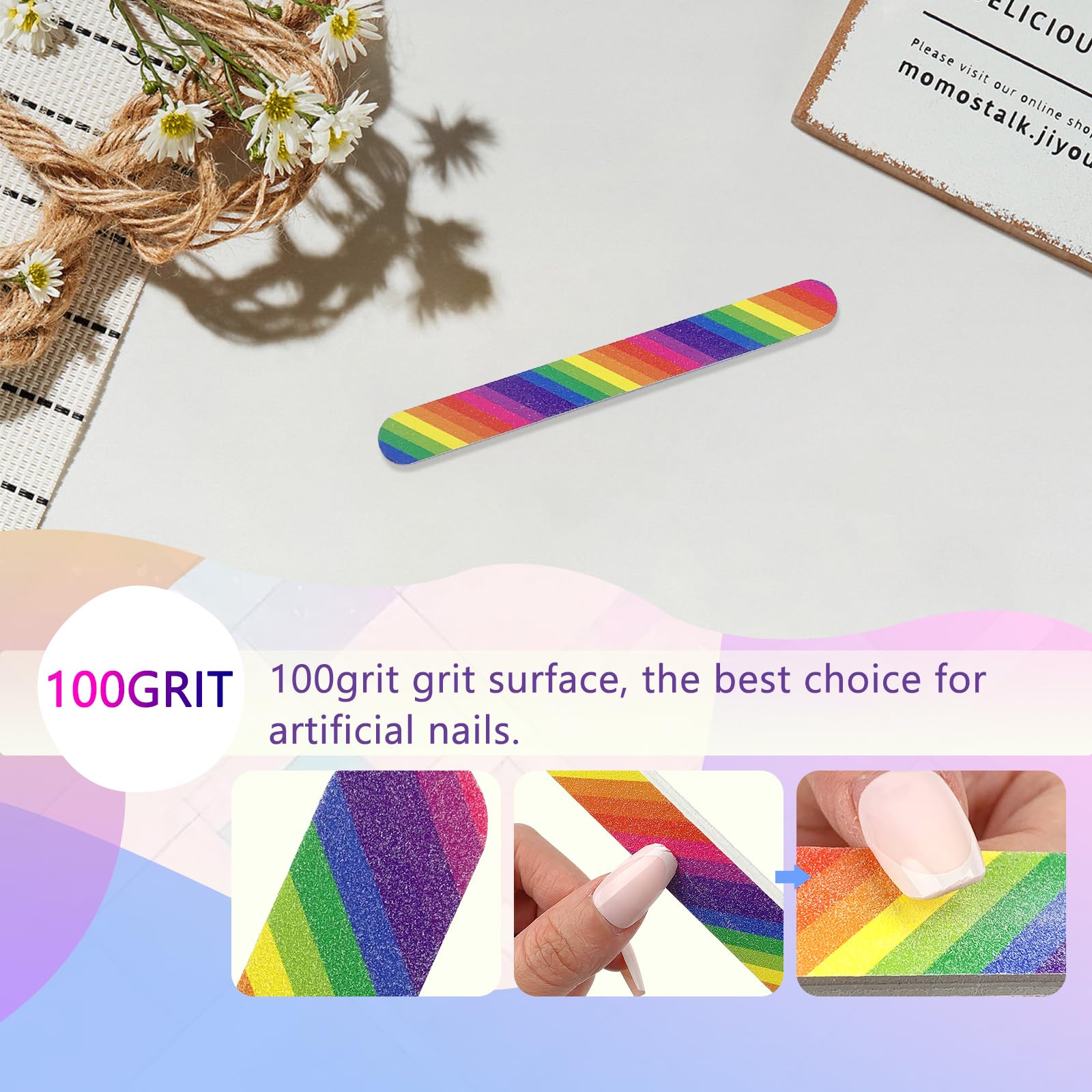 Wendergo colorful emery boards for natural and acrylic nails