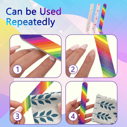 Set of 12 vibrant patterned nail files for manicure and pedicure