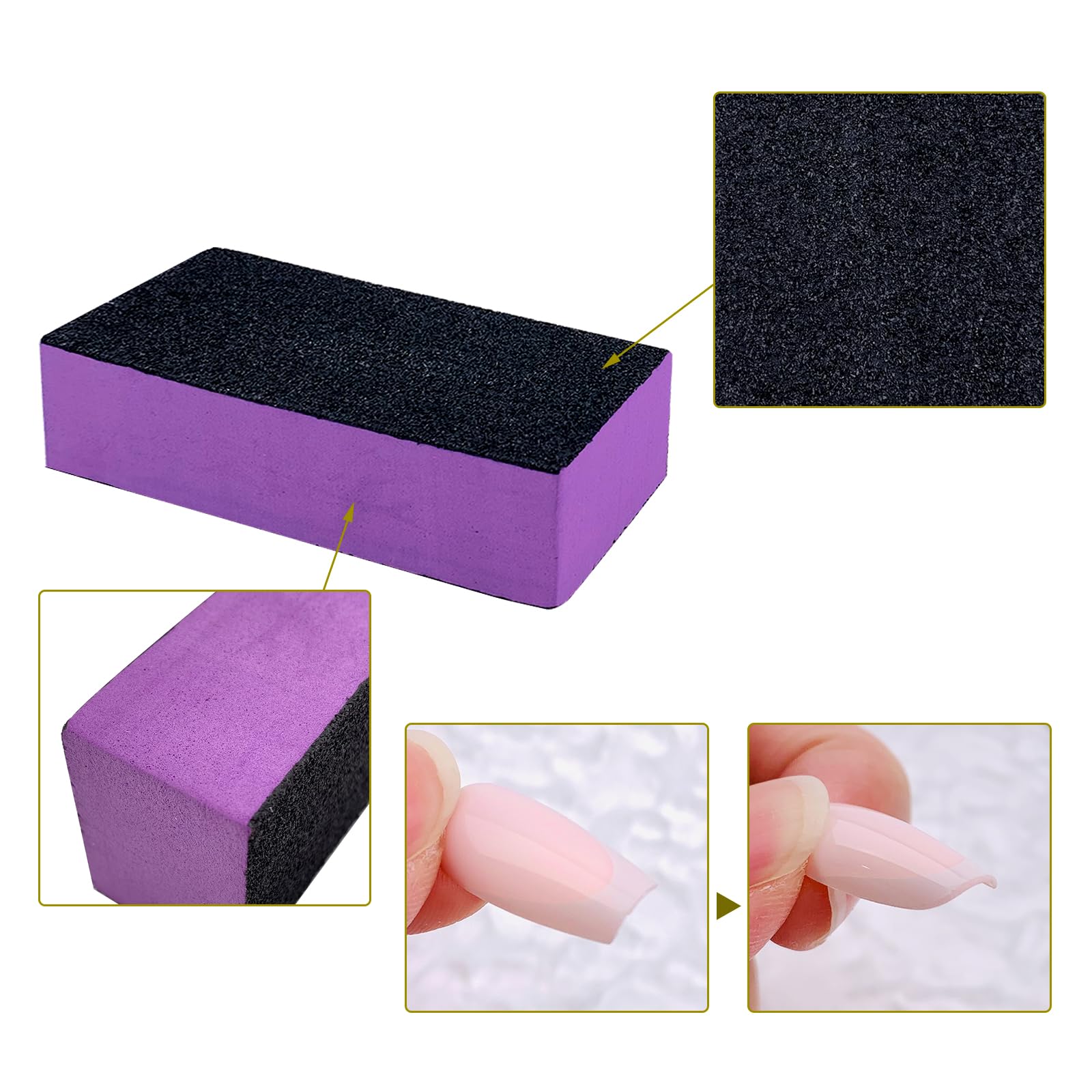 HeeYaa purple and black sanding blocks displayed for nail care