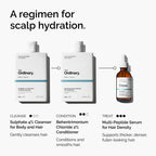 The Ordinary hair density treatment bottle next to product packaging