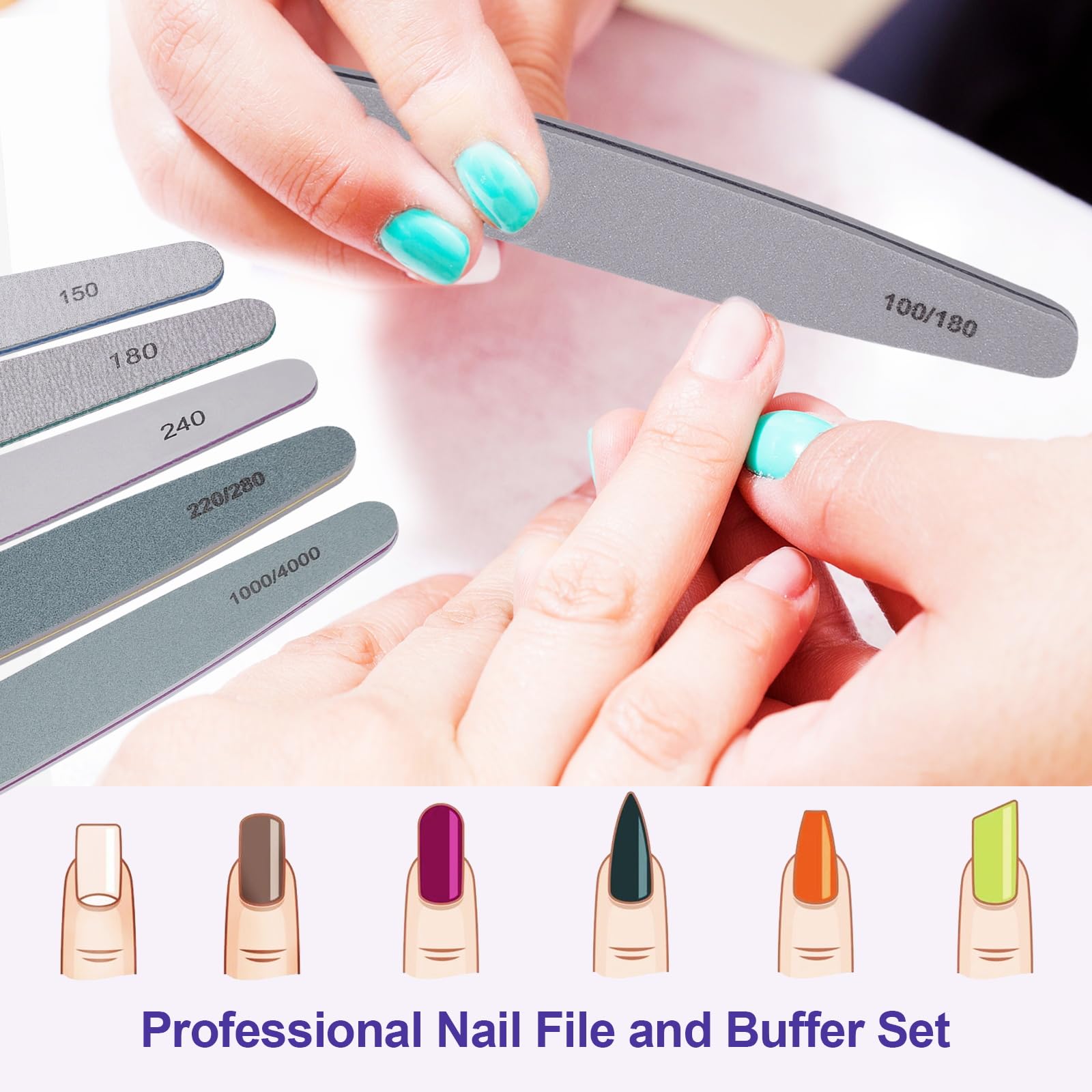 Bluedeal 6 piece manicure kit with multi grit files