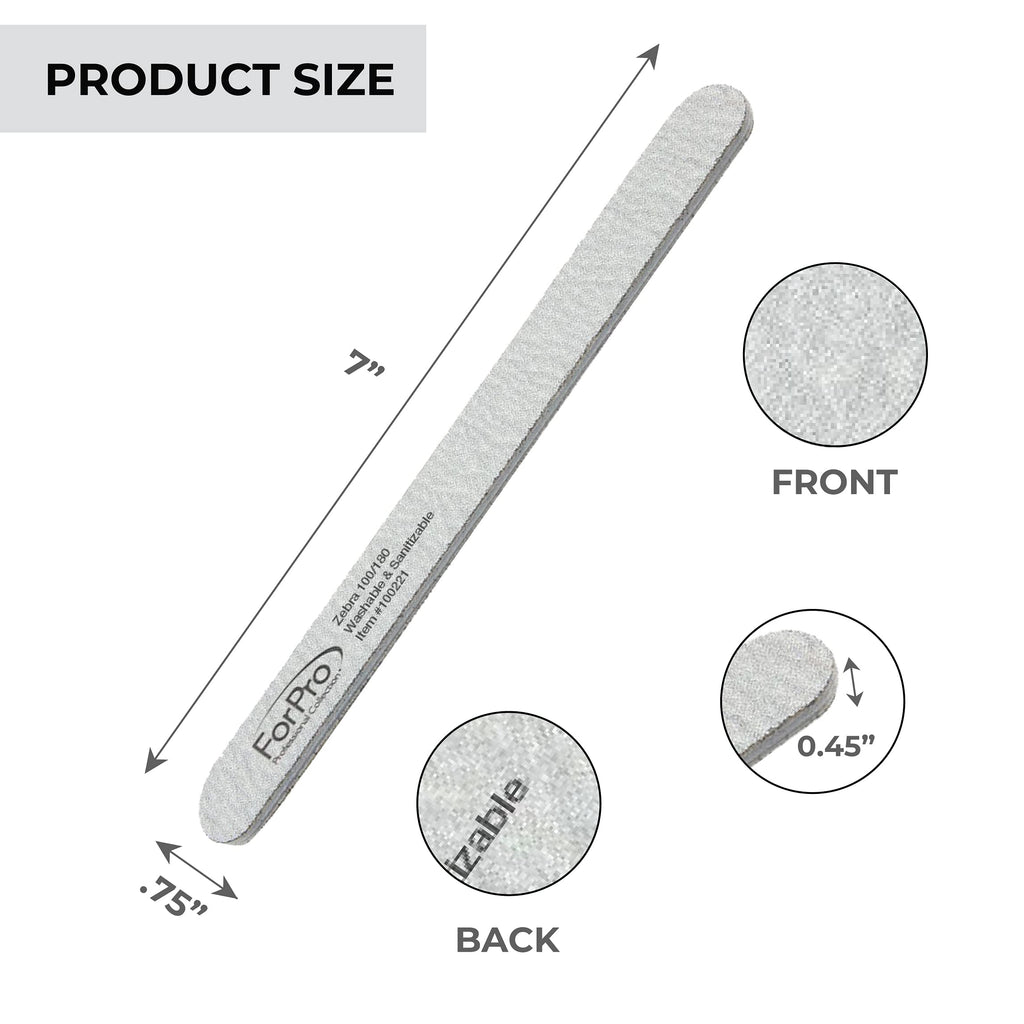 Close up of ForPro Zebra 100/180 grit double-sided manicure file
