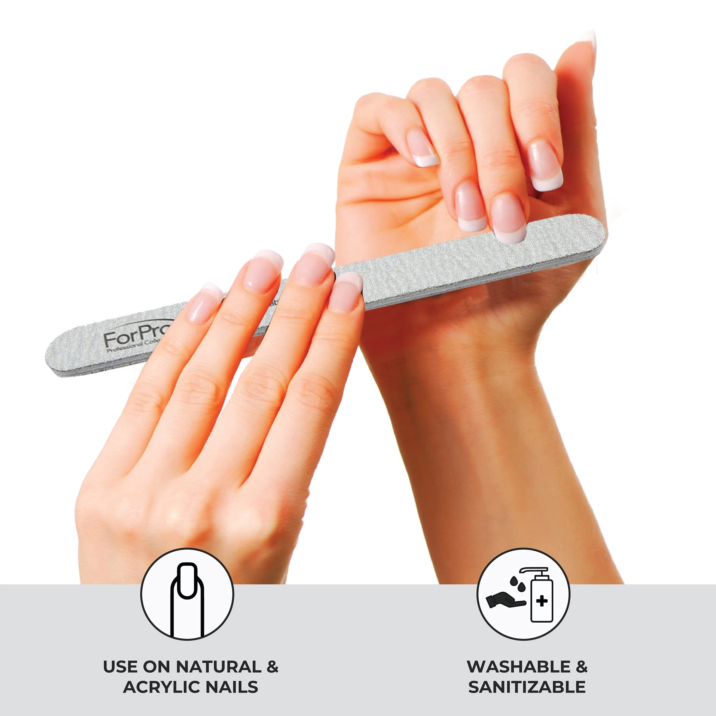 Handheld view of ForPro Professional Collection nail file for manicure