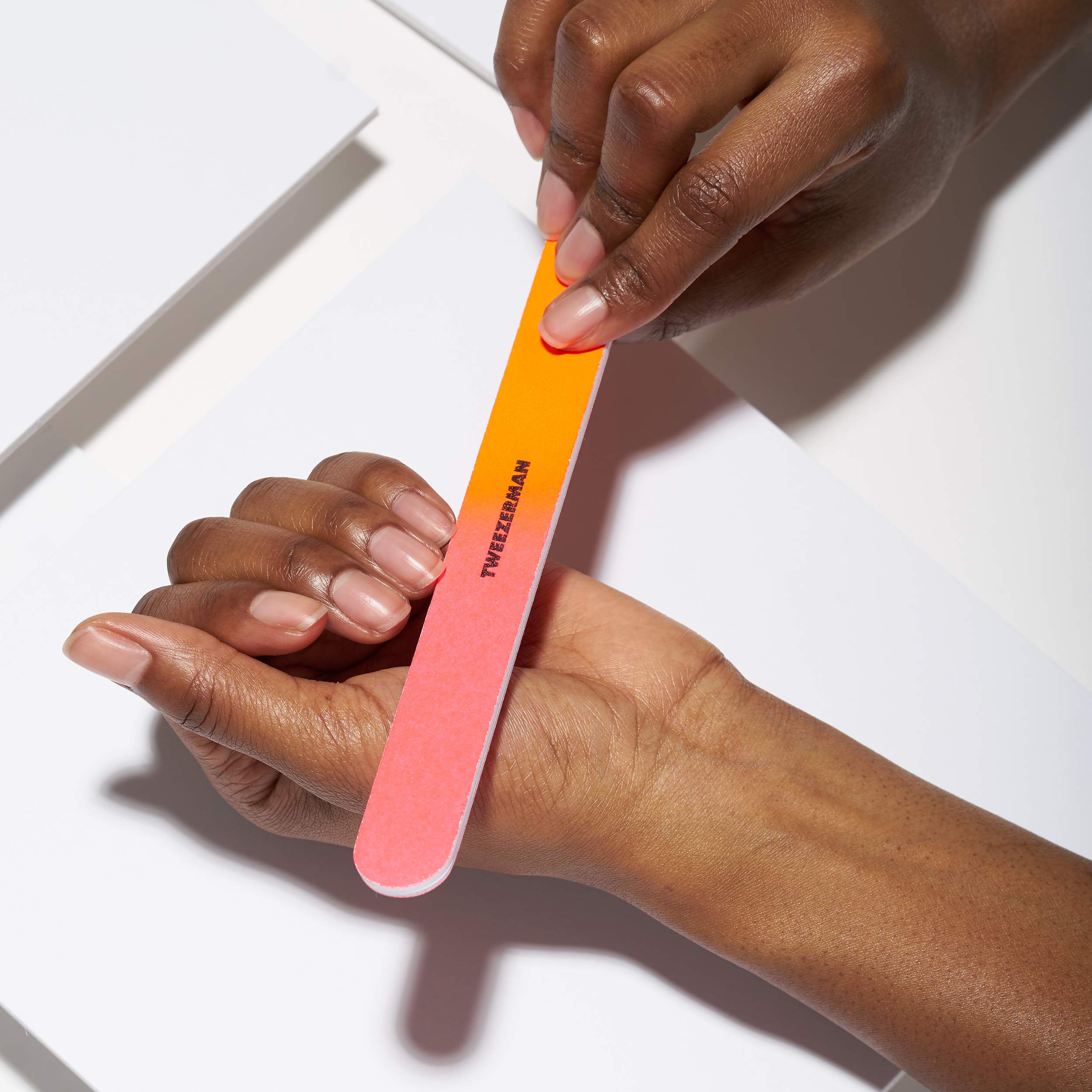Close up of 100 grit side of Tweezerman nail file
