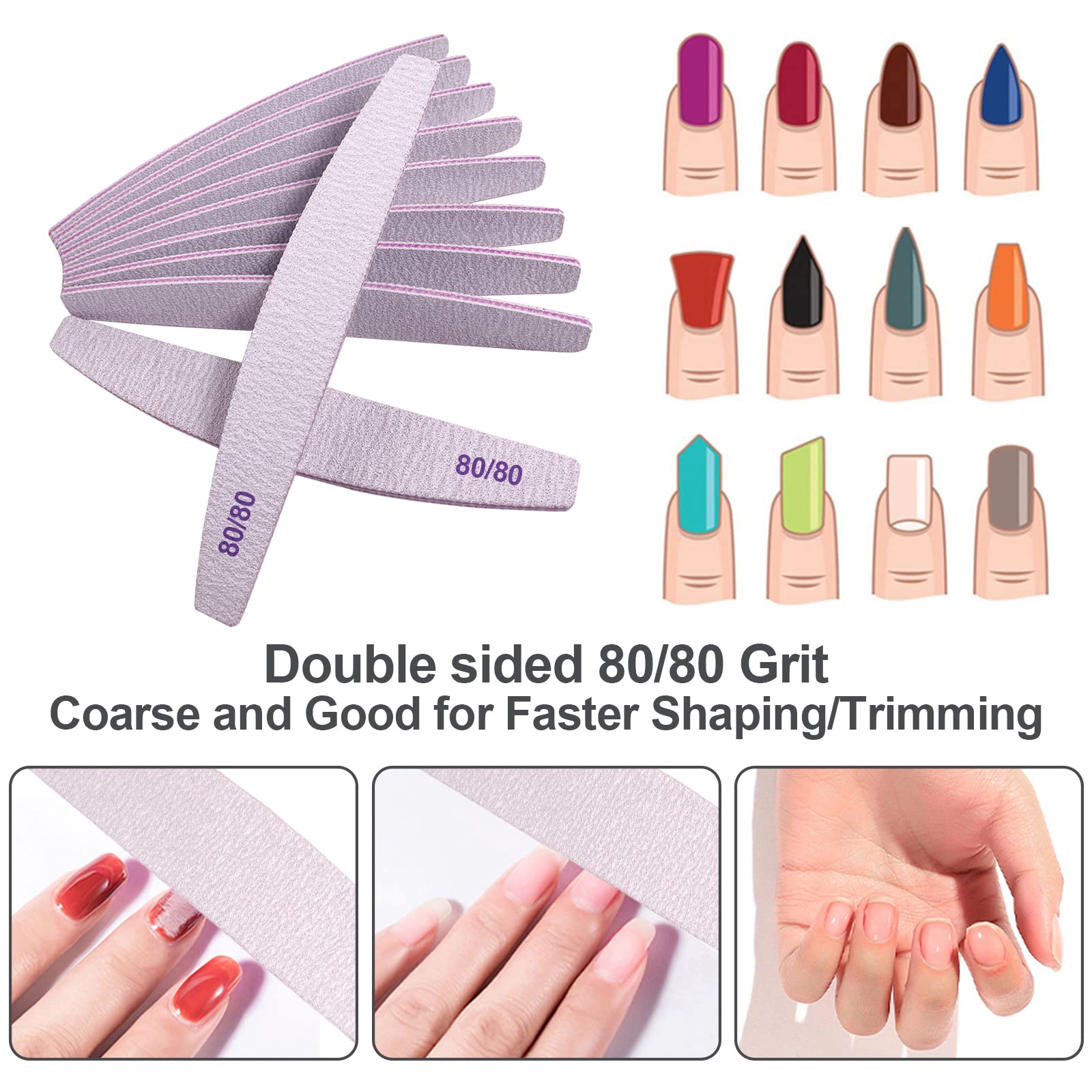 Side profile of curved AhaTopia nail files for grip display