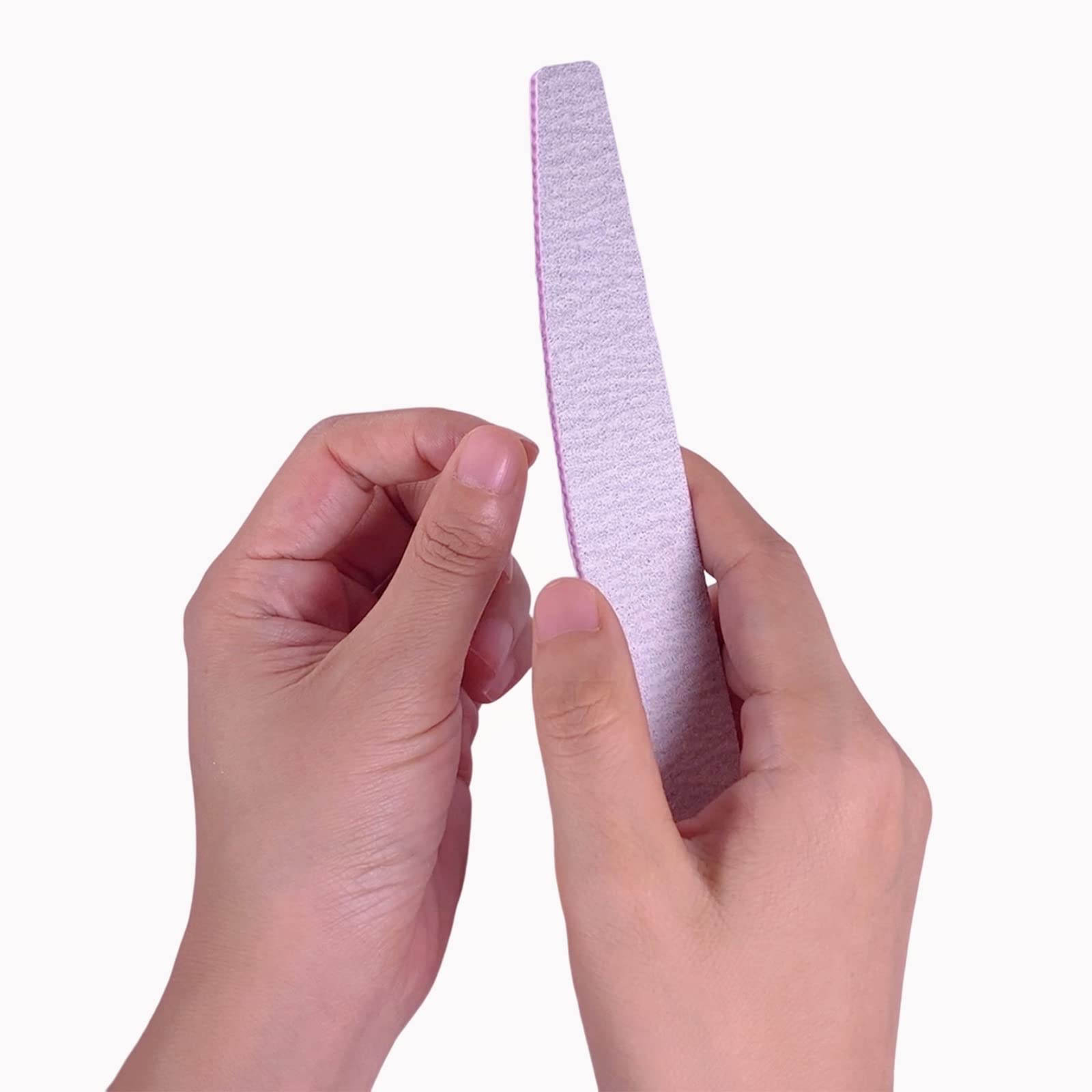 Ergonomic half-moon shape of AhaTopia nail file in use