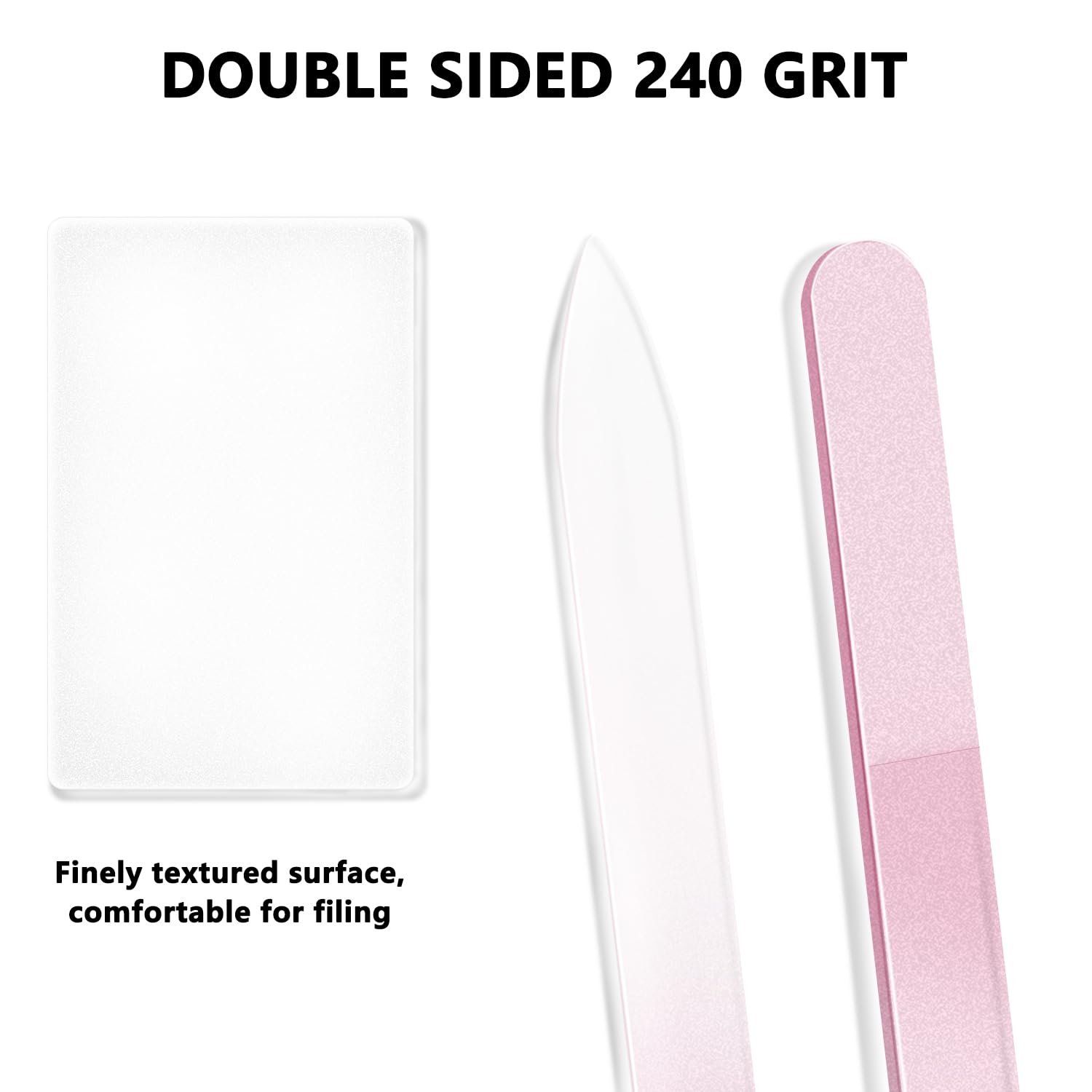 Anyi glass nail file set in pink green and blue colors
