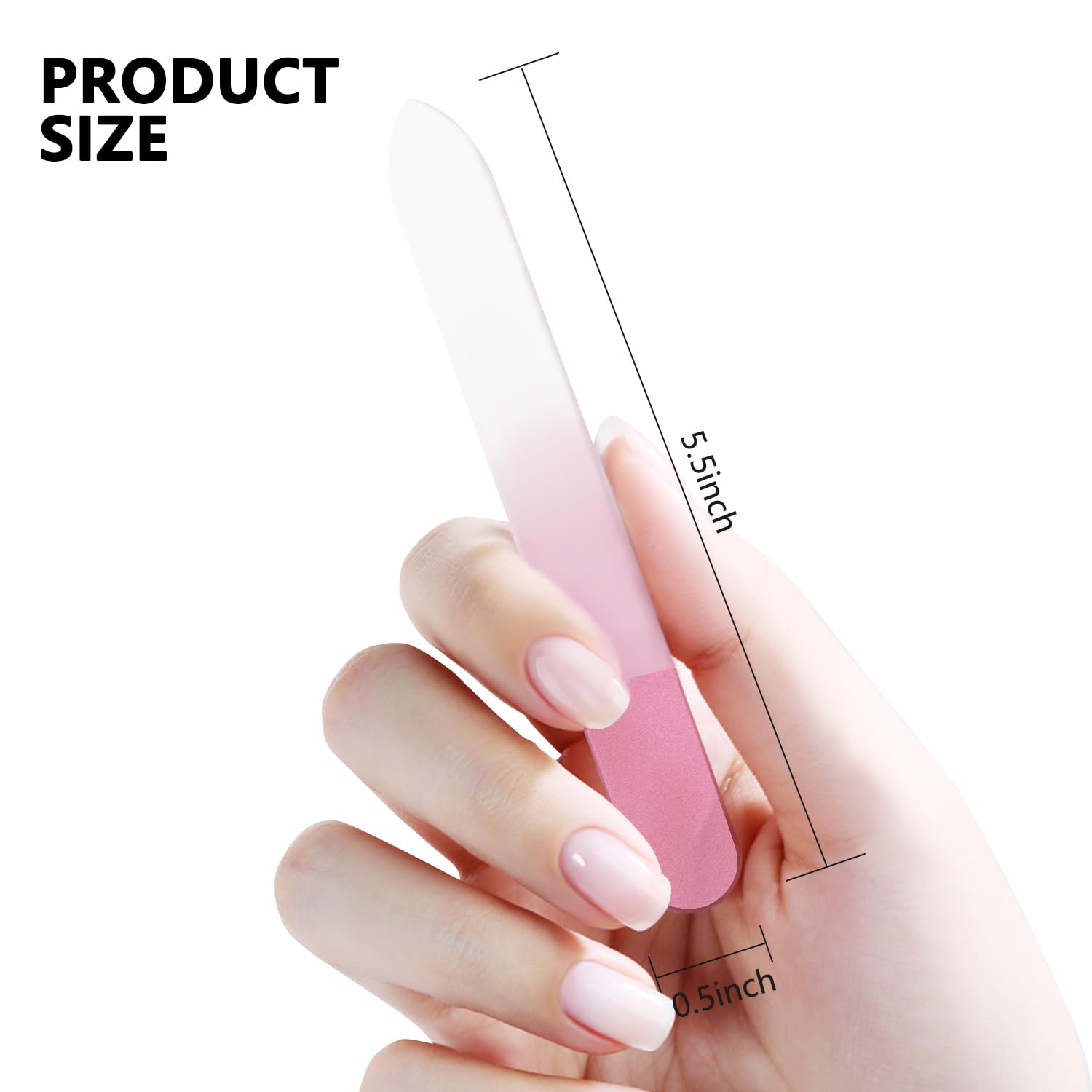 Glass nail files stored inside individual travel protective sleeves