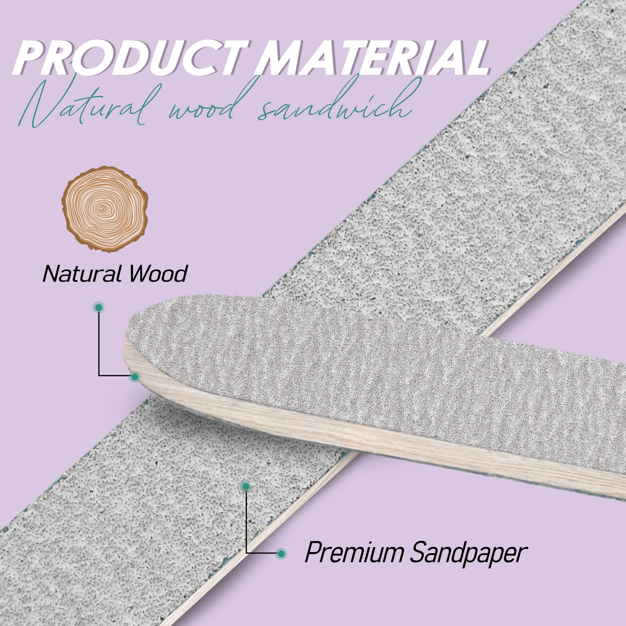Top down view of Salvmary emery boards in bulk packaging