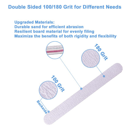 Durable and washable gray nail buffers in a 50 piece set