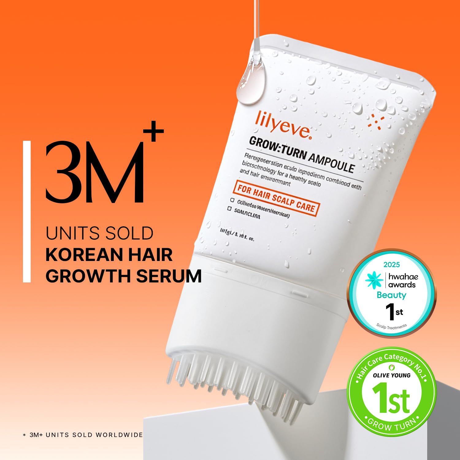 Lilyeve GROWTURN Hair Ampoule close up of the built in 38 bristle applicator brush.
