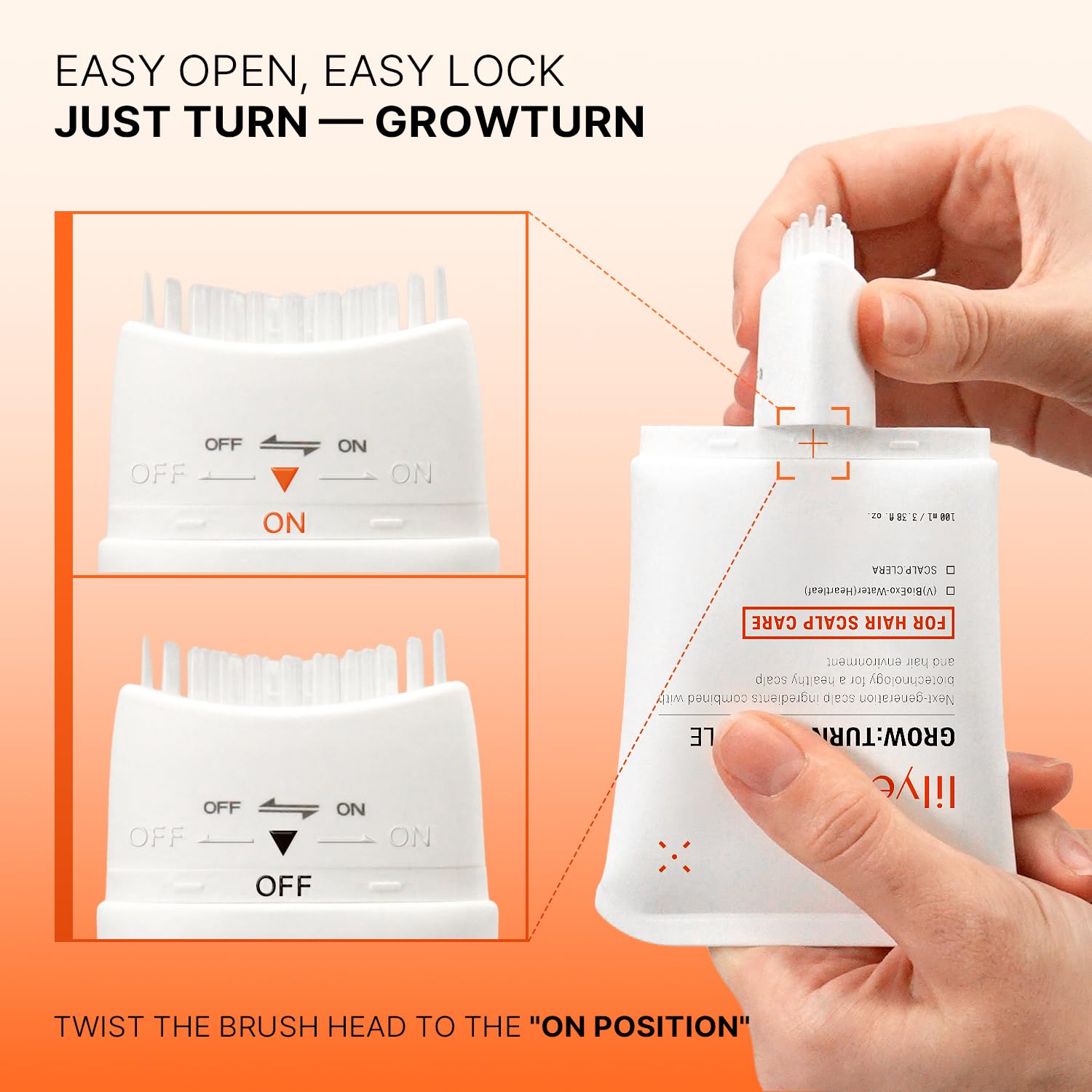 Authentic Lilyeve hair thickening serum packaging detailing ingredients like caffeine and biotin.