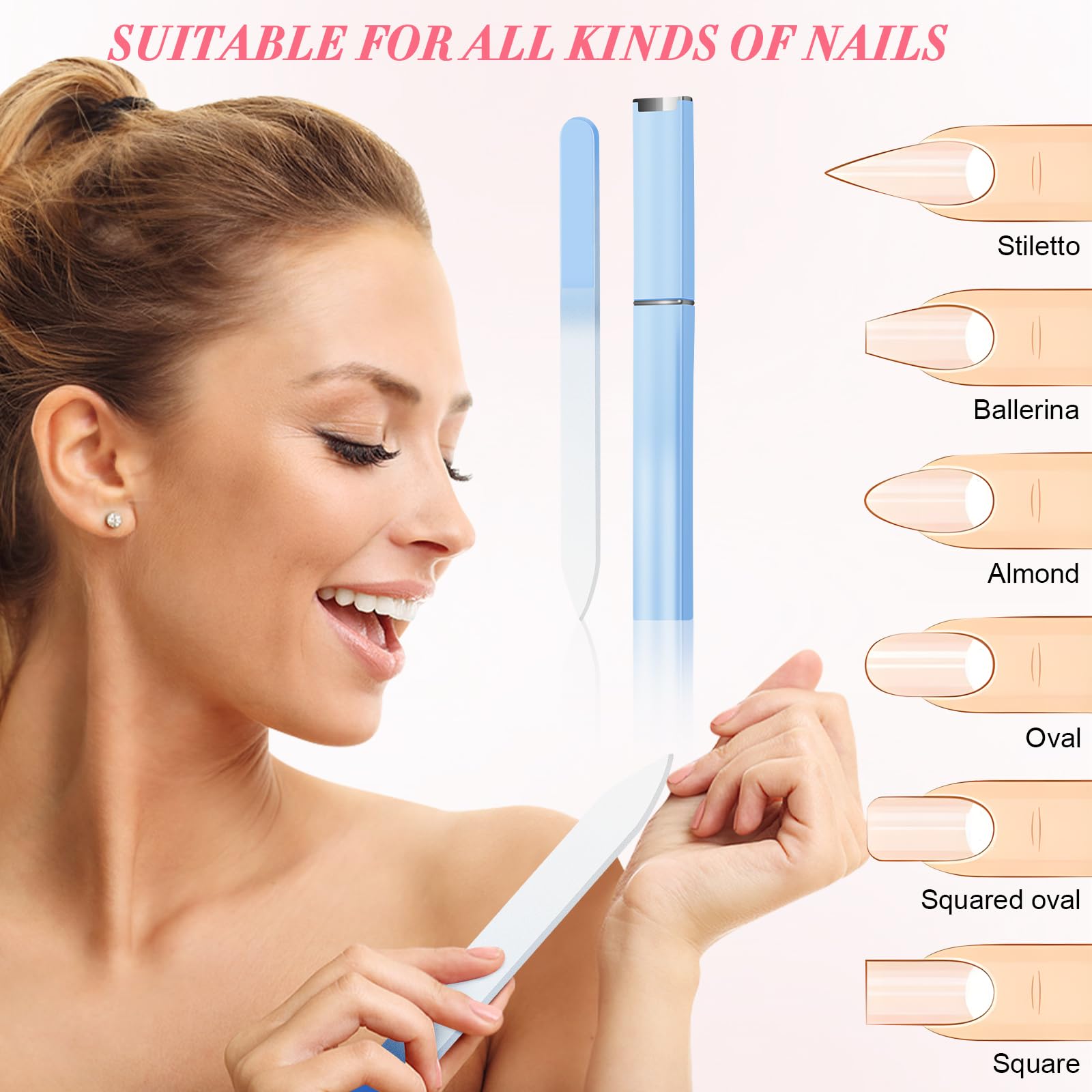 Nicemovic glass nail file held in hand showing texture