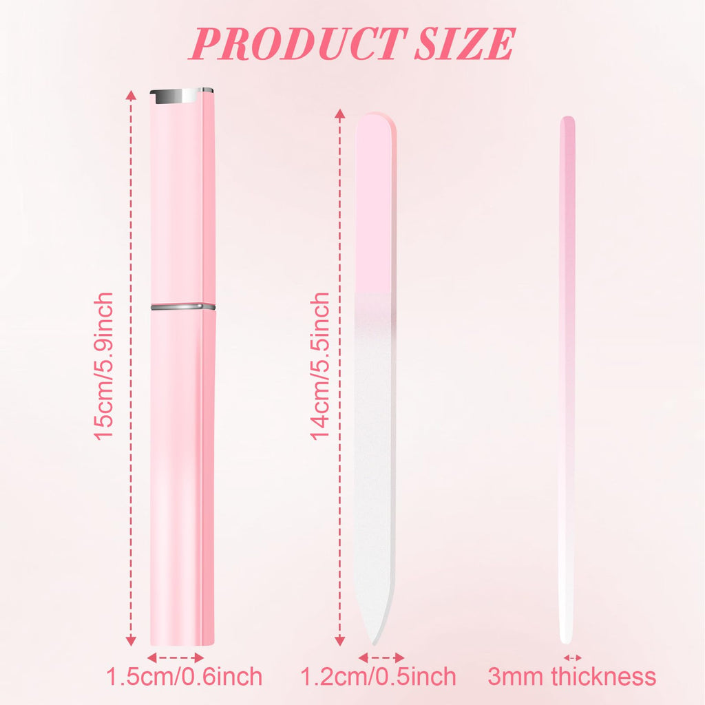 Six glass nail files with individual protective storage cases