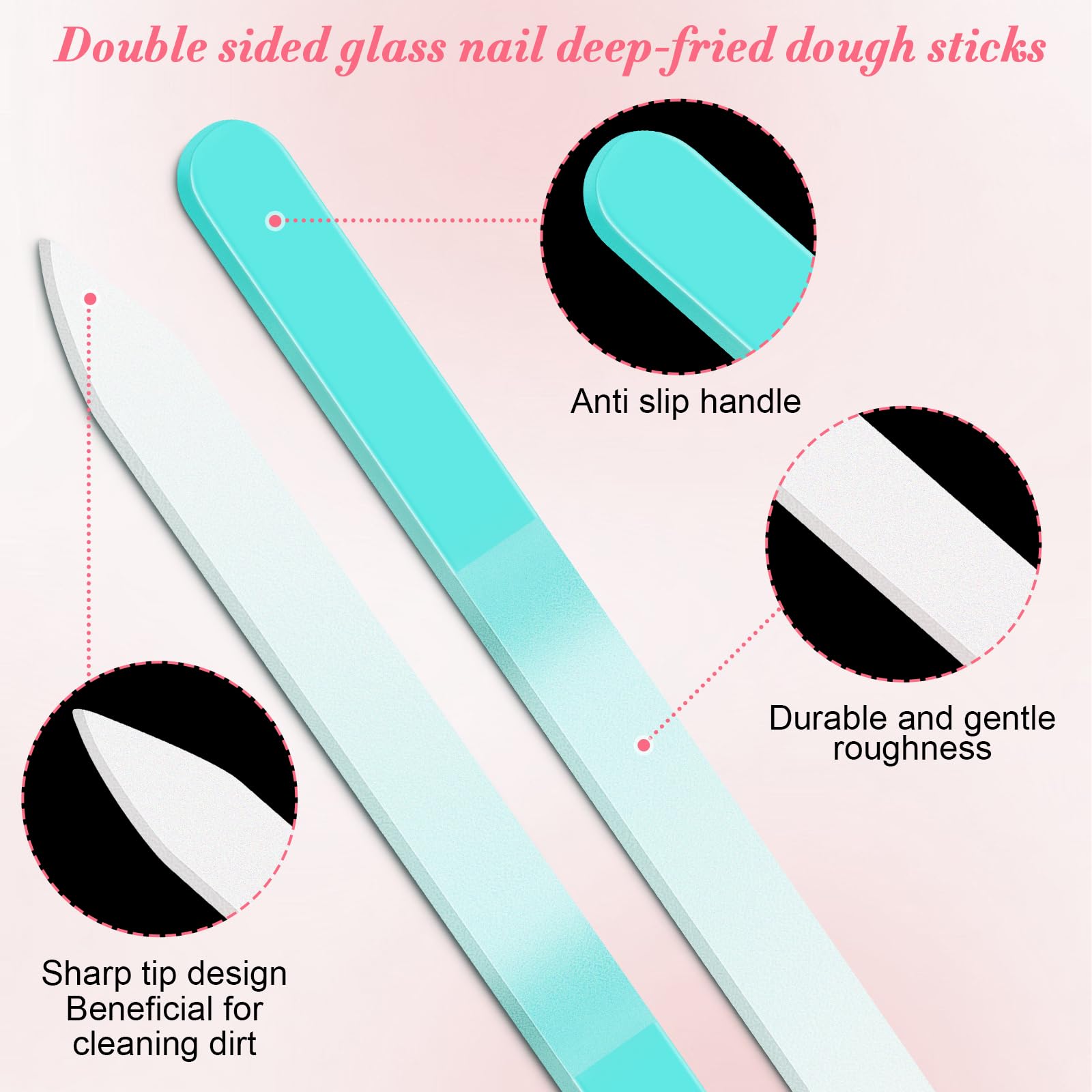 Gradient colored glass nail files arranged for gift giving