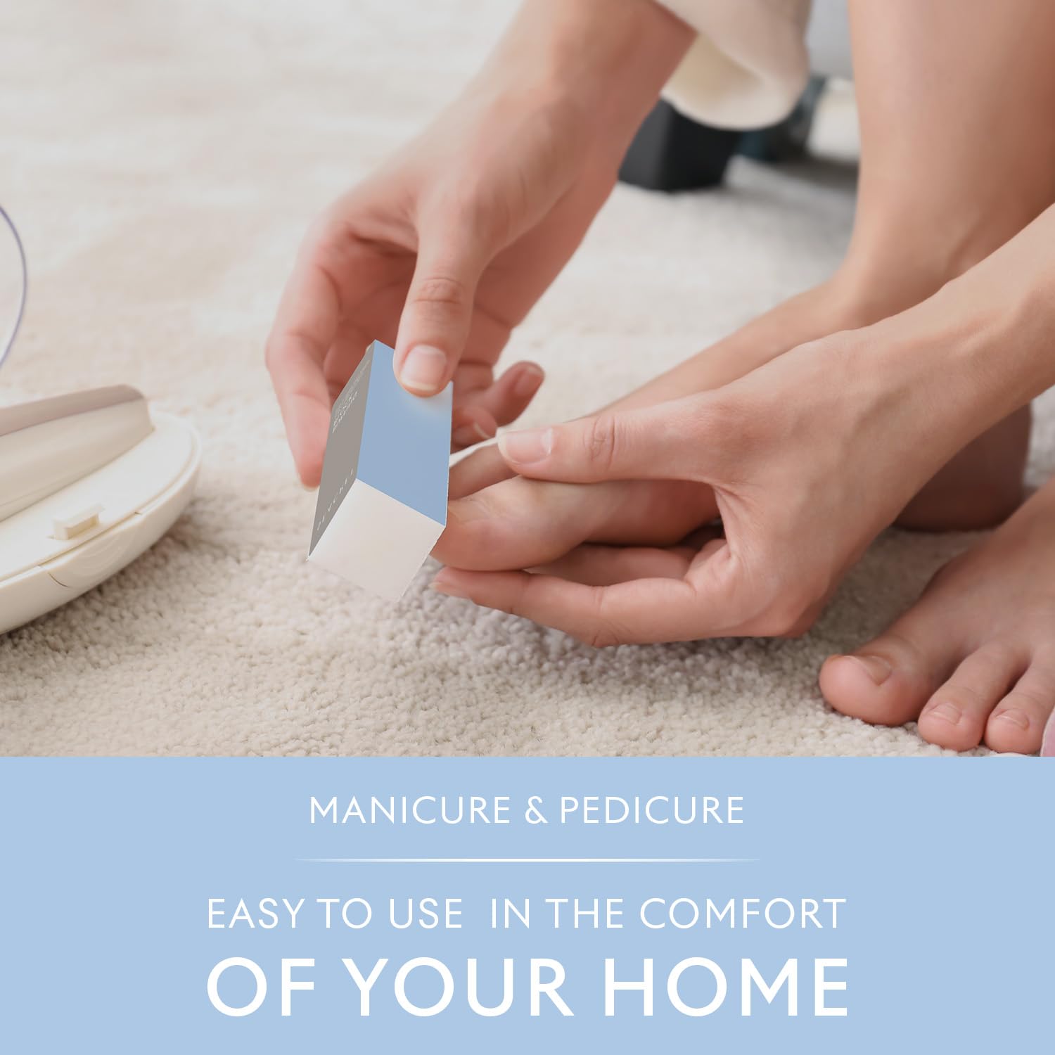 Using Seacret 3-way buffer to smooth natural nail ridges