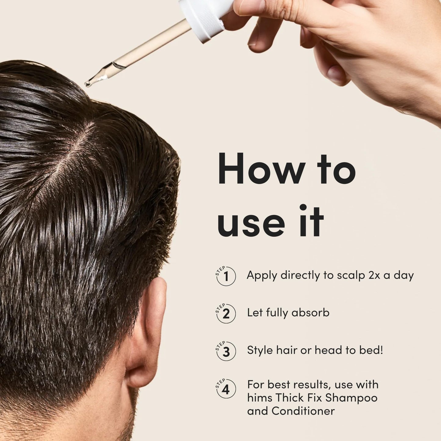 Authentic Hims topical solution formula designed to support thicker and fuller hair.