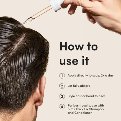 Authentic Hims topical solution formula designed to support thicker and fuller hair.