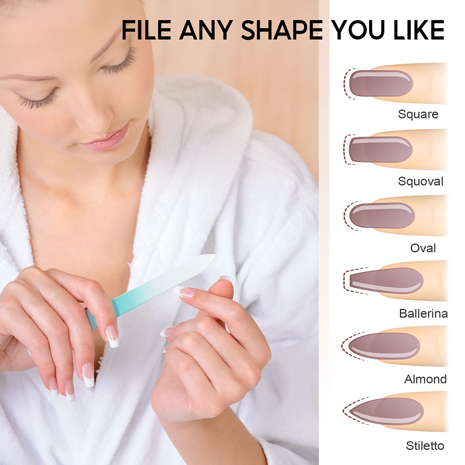 Close up of etched glass nail file surface for professional manicure