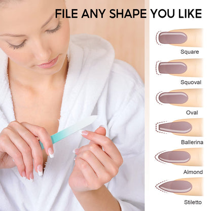 Close up of etched glass nail file surface for professional manicure