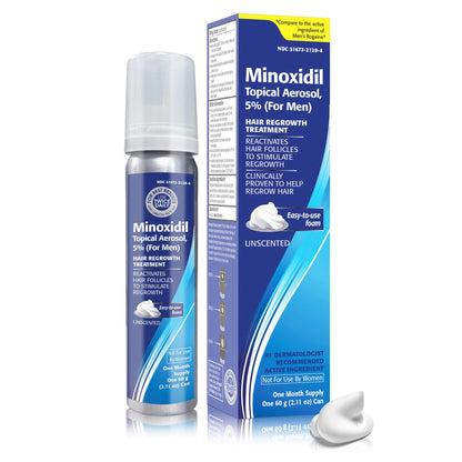 Close up of the nozzle on Taro minoxidil five percent foam for precise scalp application
