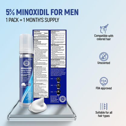 Complete packaging of Taro minoxidil five percent topical hair loss treatment for men