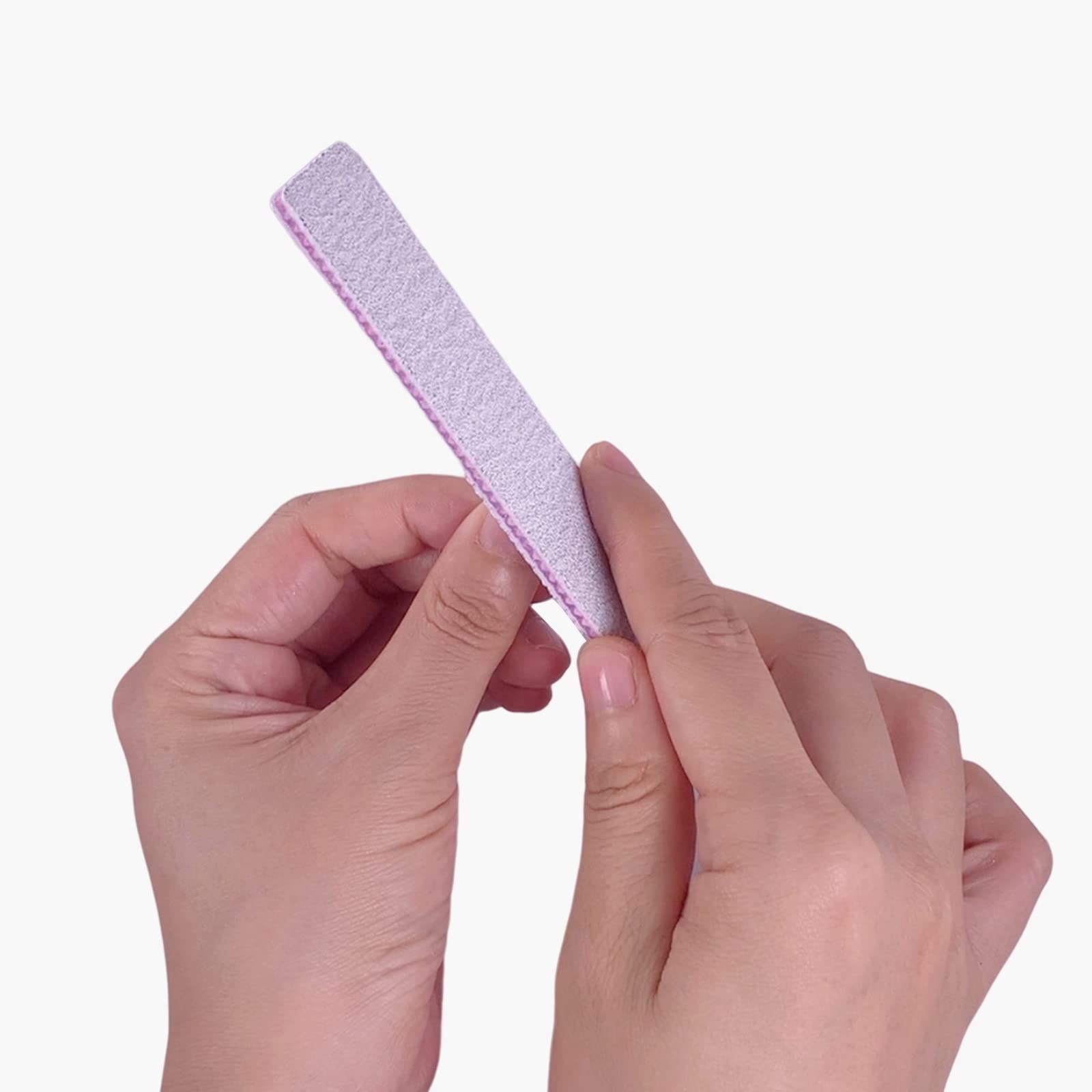 Professional nail technician using HomeyEra 80/80 grit file on extension