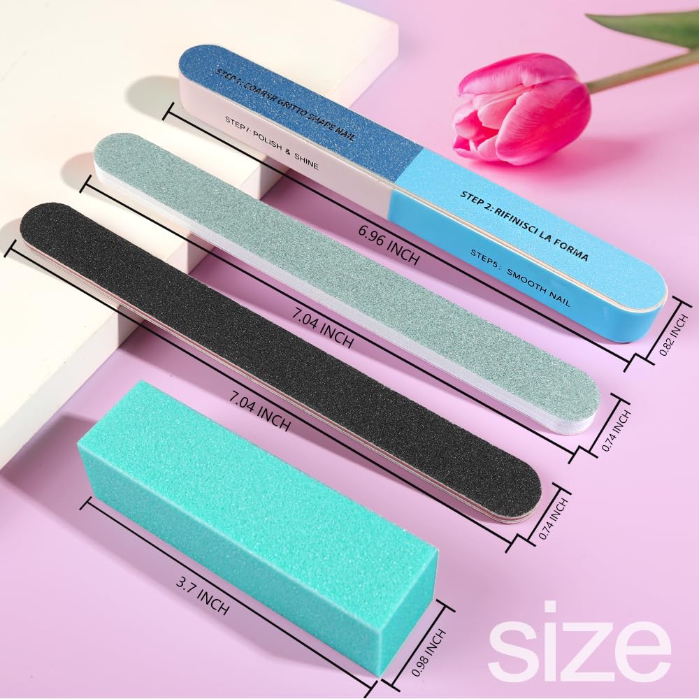Fandamei professional nail files and rectangular buffer blocks set