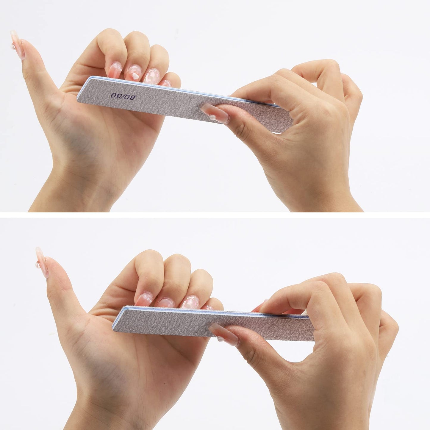 Top view of rectangle nail file set for acrylic nail care