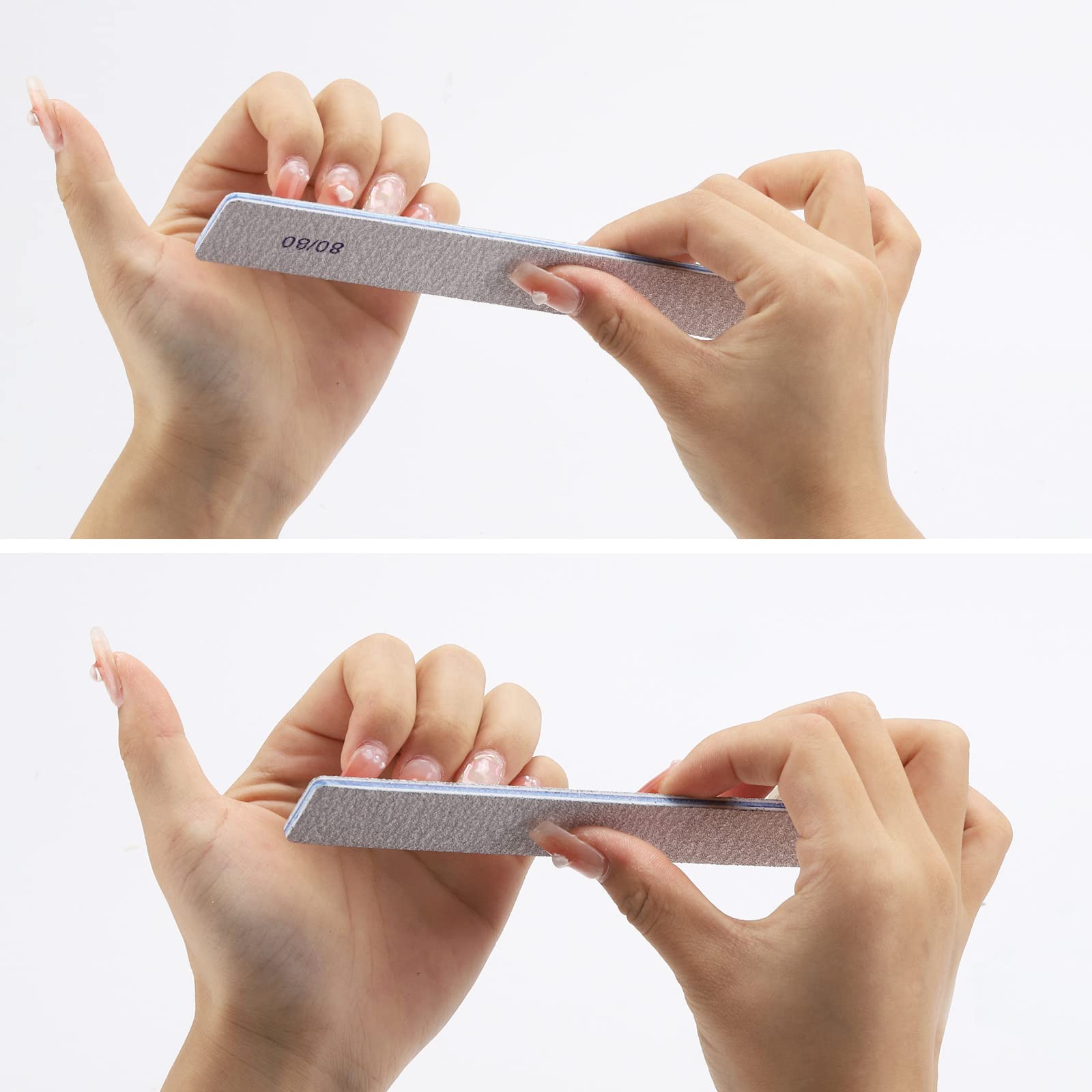 Top view of rectangle nail file set for acrylic nail care