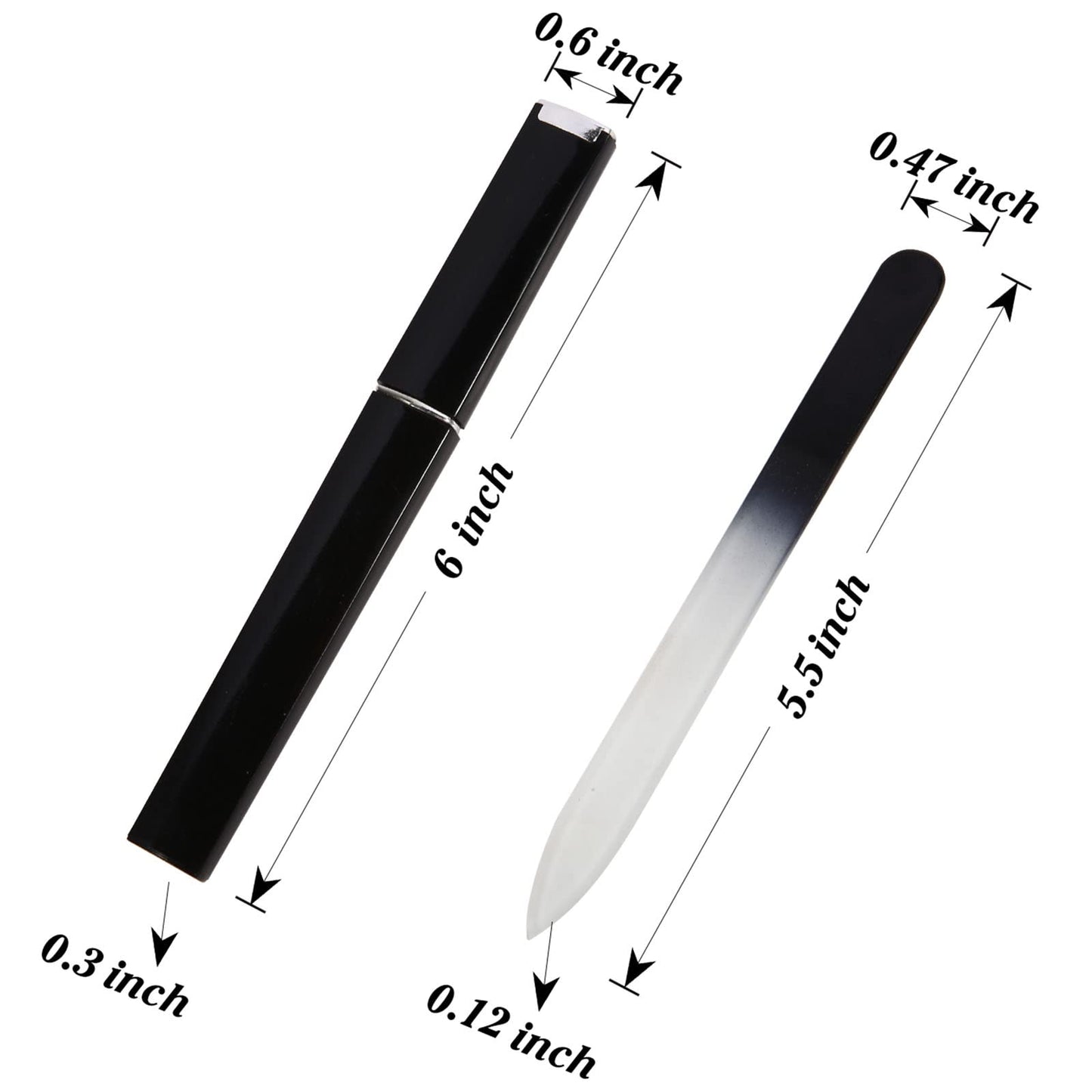 Manicure set including three durable glass files and storage covers