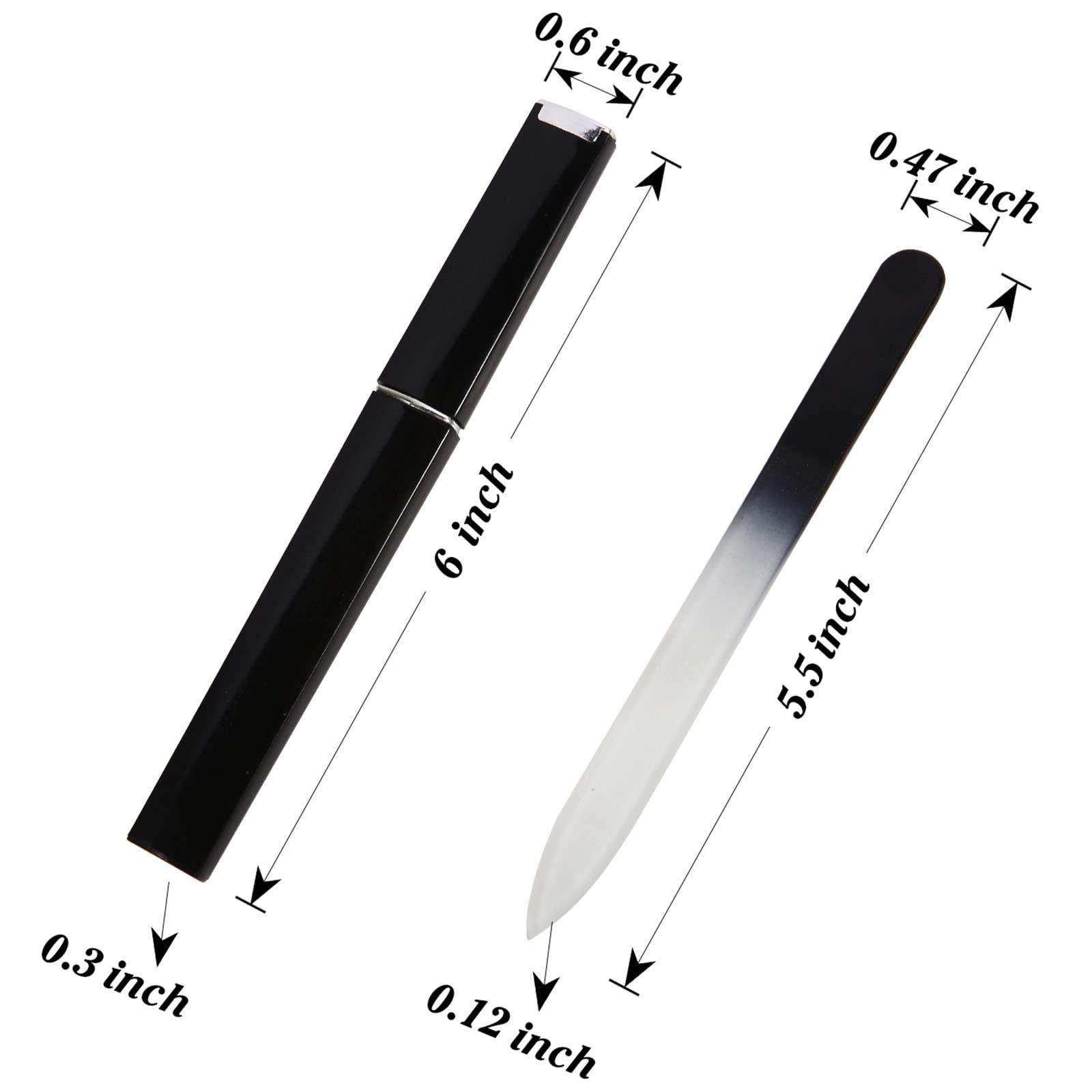 Manicure set including three durable glass files and storage covers