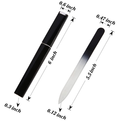 Manicure set including three durable glass files and storage covers