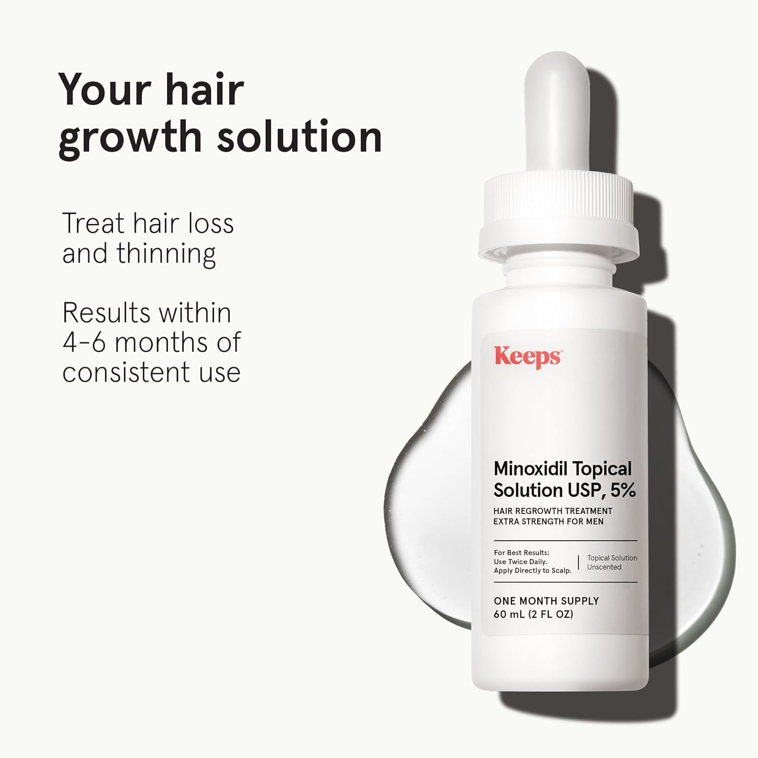 Keeps 5% minoxidil hair growth serum for men three month supply packaging