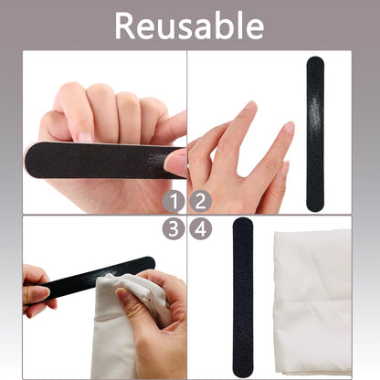 Using coarse 100 grit side for acrylic nail shaping