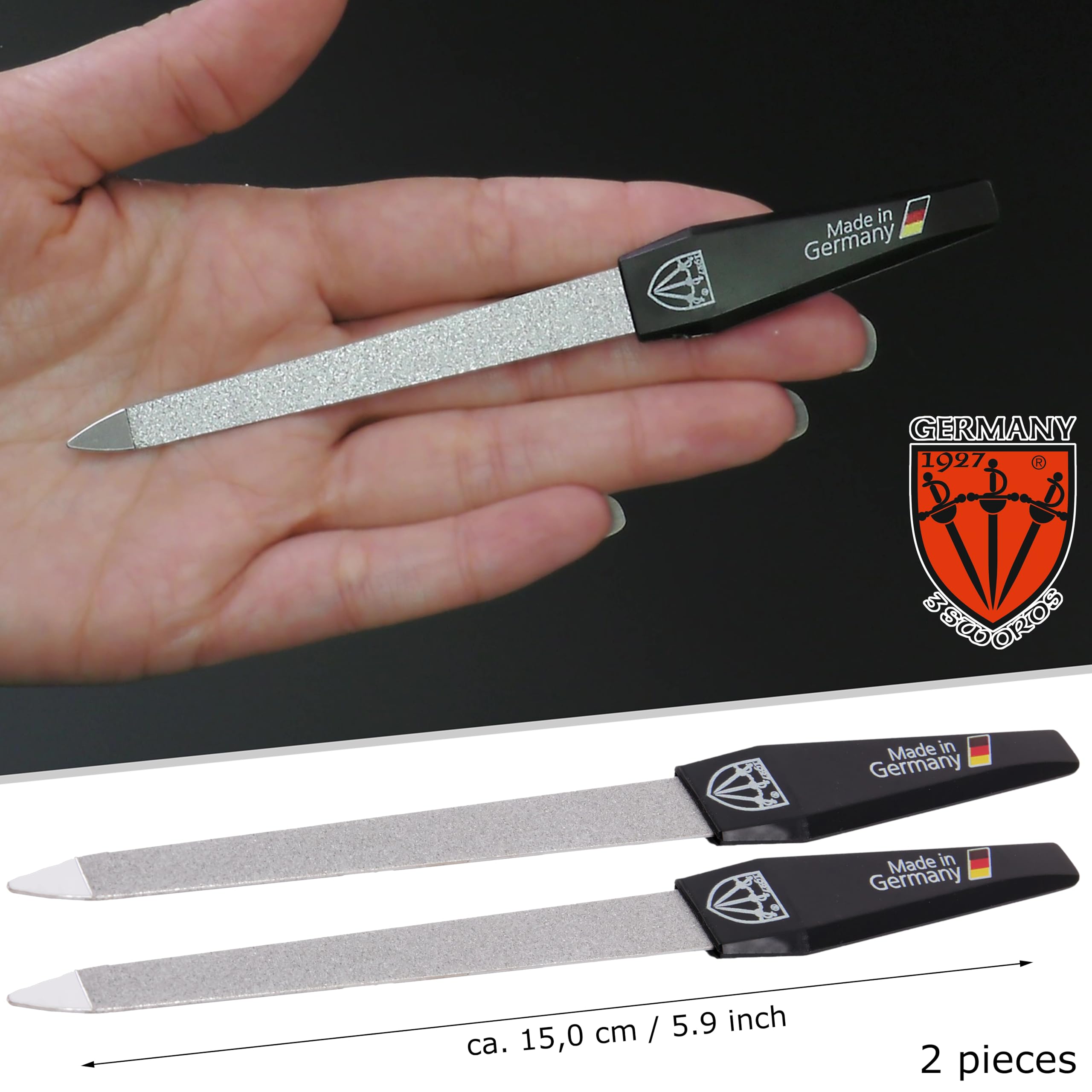 Two 3 Swords Germany metal files and buffer set