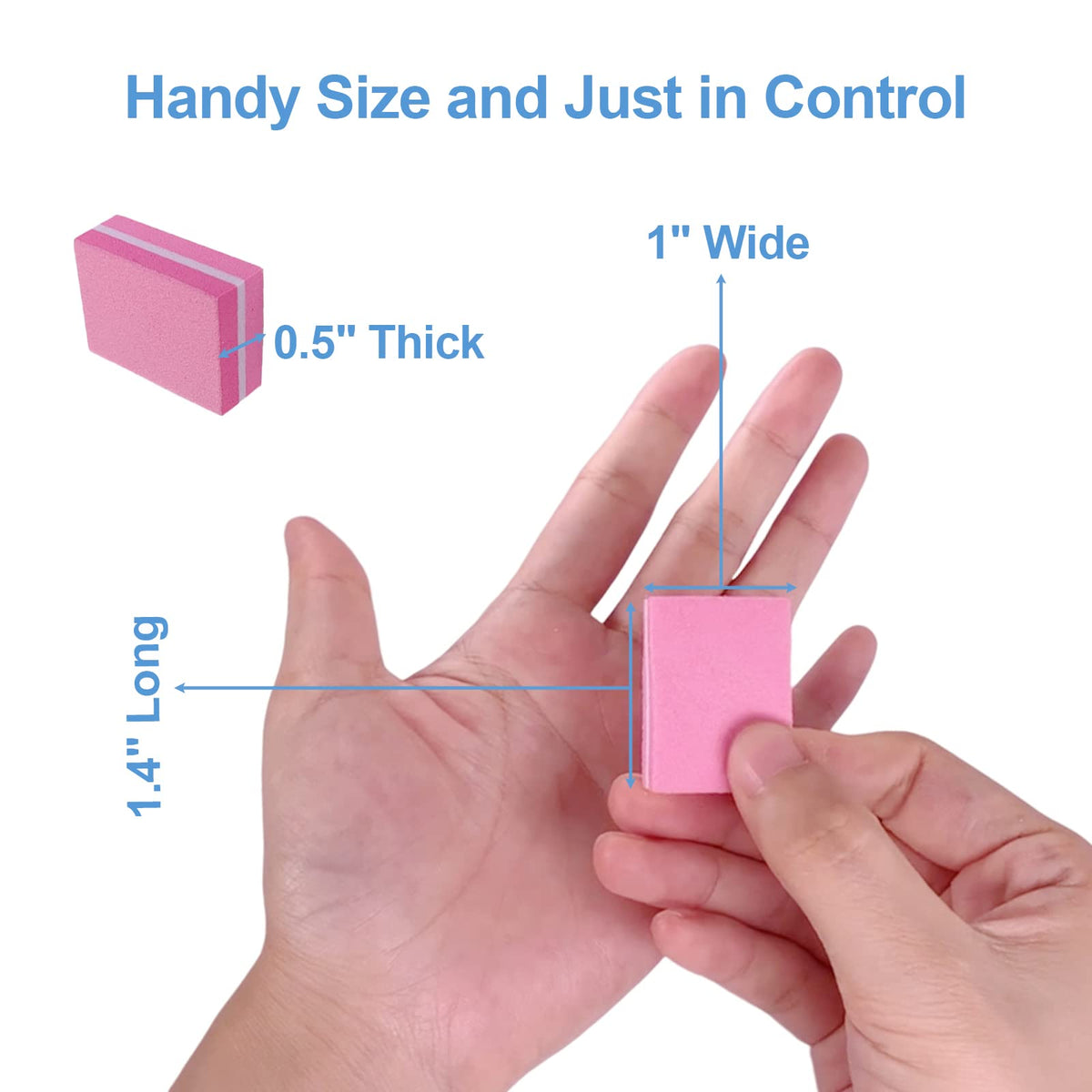 Top down view of 50 piece pink nail buffer bulk pack