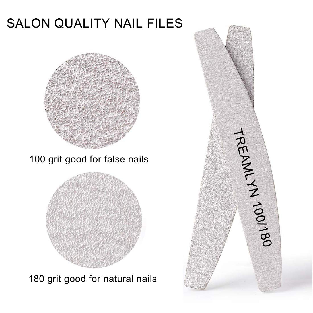 Set of 10 Treamlyn nail files for professional salon use