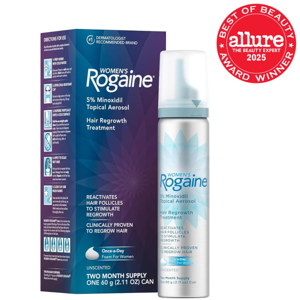 Authentic imported Regaine once a day topical foam hair loss treatment canister with cap removed