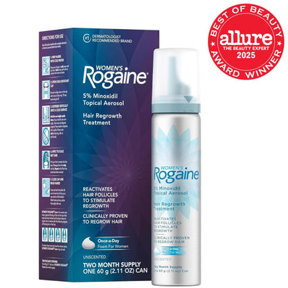 Authentic imported Regaine once a day topical foam hair loss treatment canister with cap removed