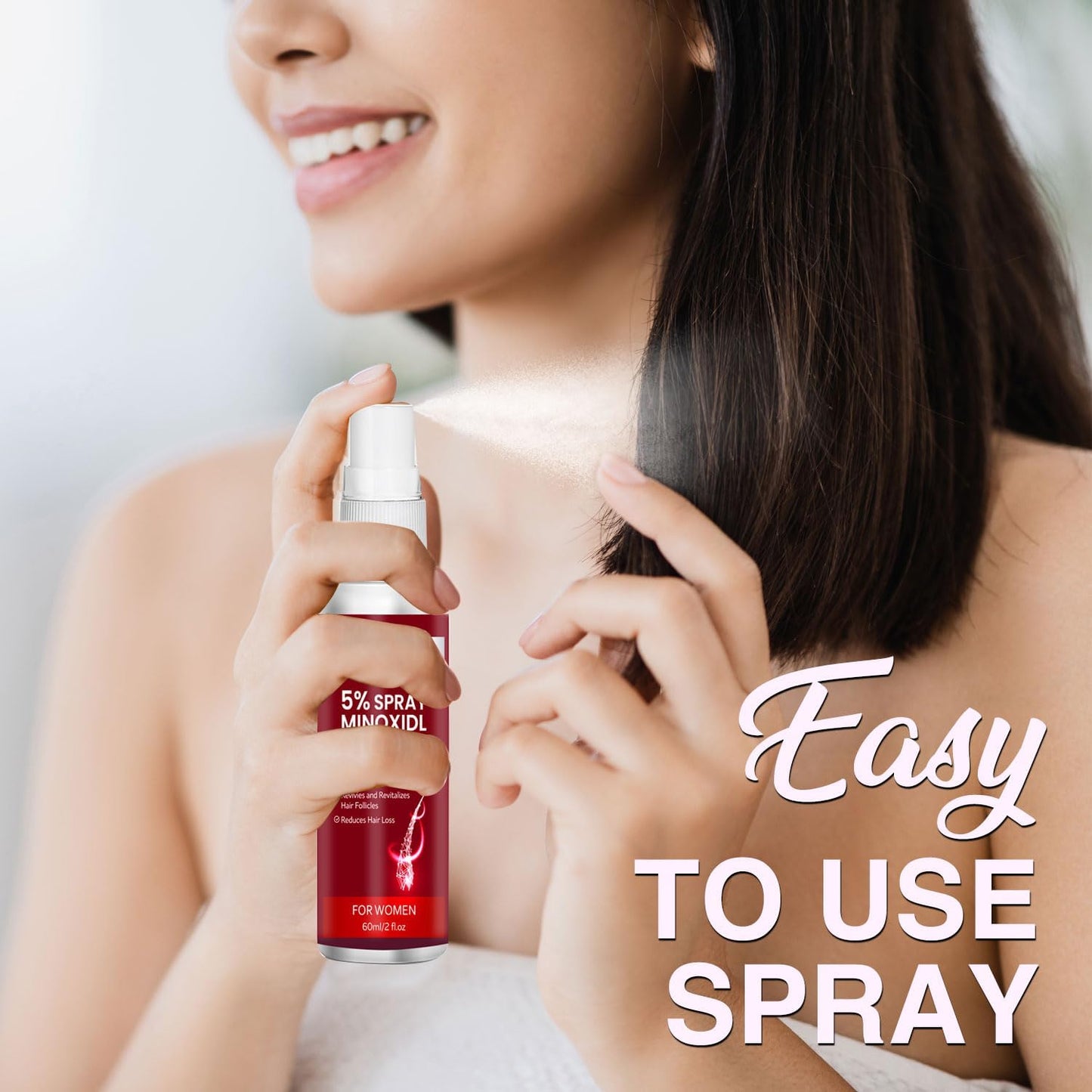 Close up of spray mechanism on the minoxidil bottle for precision follicle treatment