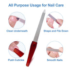 Stainless steel nail file with non-slip handle close up