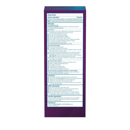 Side angle of the USA imported Regaine topical hair thinning solution box showing product dimensions